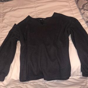 Thin Gray Waffle Sweater